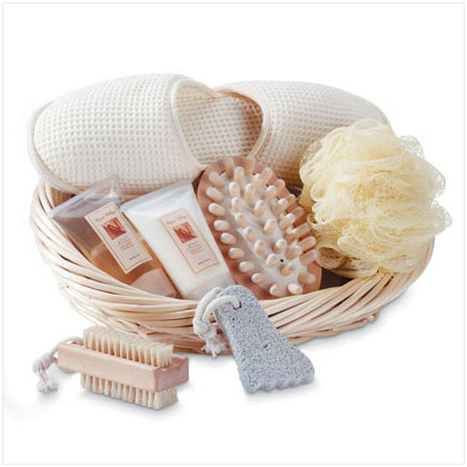 SPA BATH SET/SLIPPERS/BASKET